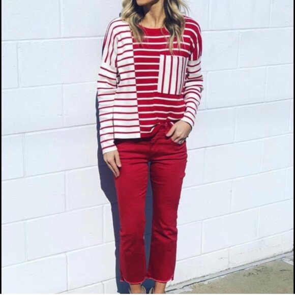 CAbi Sweaters - CABI Vivien pocket pullover sweater in mixed stripe 5635 (M)